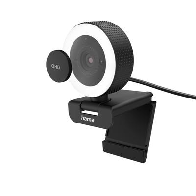 HAMA Full HD-Webcam "PC Kamera, Webcam mit Ringlicht und Fernbedienung, Streaming, Gaming" Camcorder schwarz Webcams