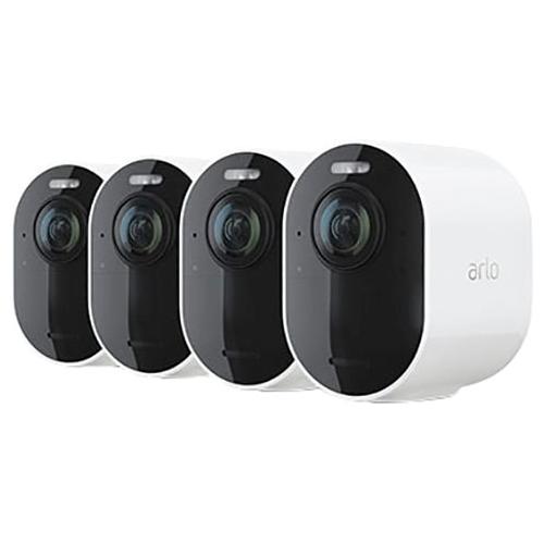 "ARLO Überwachungskamera ""Ultra 2 Spotlight Kabelloses 4K-UHD-Überwachungssystem mit 4 Kamera"" Überwachungskameras schwarz-weiß (weiß, schwarz) Smart Home Sicherheitstechnik"