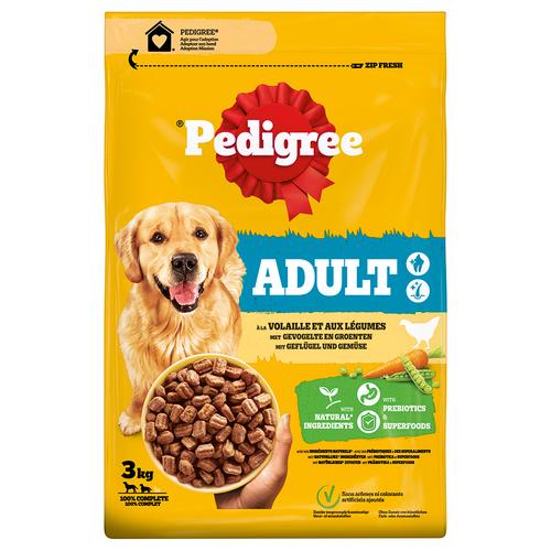 3kg Pedigree Adult Geflügel & Gemüse Hundefutter trocken
