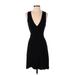 Lucky Brand Casual Dress - Party Plunge Sleeveless: Black Solid Dresses - Women's Size X-Small