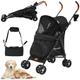 YITAHOME Pet Stroller, Foldable Cat Dog Stroller, Lightweight Dog Pushchair, Portable Compact Dog Pram with Cup Holder Removable Hanging Bag, Dog Pram for Small Medium Dogs, Dog Buggy (Black)