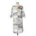 Nic + Zoe Casual Dress - Shift: Gray Print Dresses - Women's Size Small