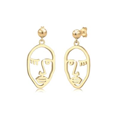 Paar Ohrhänger ELLI "Ohrhänger Gesicht Design 925 Sterling Silber", gold, Ohrringe, Damen, OneSize, ohne Stein, Silber 925 (Sterlingsilber) Image