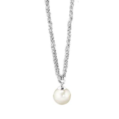 Kette mit Anhänger CELESTA "Silber 925 rhodiniert mit weißer Perle 42+3cm lang", weiß, Halsketten, Damen, 42 + 3cm, Silber 925 (Sterlingsilber), L: 45cm B: 11.5mm, glänzend, B:11.5mm Image