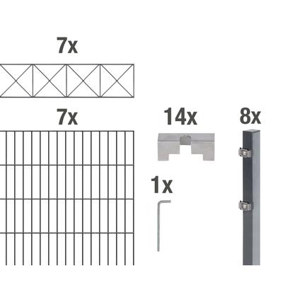 Doppelstabmattenzaun ALBERTS "Nexus", grau (anthrazit), H:140cm, Stahl, Zaunelemente, anthrazit, Höhe: 100-160cm, Gesamt