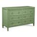 Birch Lane™ Jandre 6-Drawer 54" W Double Dresser Wood/Wicker/Rattan in Green/Yellow | 34.5 H x 54 W x 20 D in | Wayfair