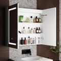 Wrought Studio™ 35 X 31 Inch Bathroom Medicine Cabinet w/ Mirror Surface Mount LED Bathroom Mirror Cabinet w/ Lights & Defogger(Double Door) | Wayfair