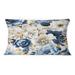 East Urban Home Blue & White Exotic Floral Canvas - Floral Printed Throw Pillow /Polyfill blend in Blue/Brown/White | 12 H x 20 W x 5 D in | Wayfair