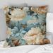 East Urban Home Beige Timeless Peony Delights - Floral Printed Throw Pillow /Polyfill blend in Blue/Brown/White | 18 H x 18 W x 5 D in | Wayfair