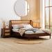 Bayou Breeze 3 Pieces Modern Cannage Rattan Platform Queen Bed + Nightstand*2 Upholstered in Brown | 41.3 H x 82.6 W x 64.6 D in | Wayfair