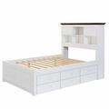Red Barrel Studio® Solid Pine Captain Bookcase Bed w/ Trundle Bed & 3 Spacious Under Bed Drawers In Casual in Brown/White | Wayfair