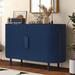 Ebern Designs Brenice 47.8 Curved Design Light Luxury Sideboard w/ Adjustable Shelves Wood in Blue | 30 H x 47.8 W x 16.5 D in | Wayfair