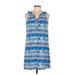 Caribbean Joe Casual Dress - Mini V-Neck Sleeveless: Blue Dresses - Women's Size Medium
