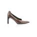 Donald J Pliner Heels: Slip On Stilleto Cocktail Party Brown Print Shoes - Women's Size 7 1/2 - Pointed Toe