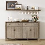 WAMPAT Modern Sideboard Buffet Cabinet, Wood Coffee Bar Cabinet with Adjustable Shelves, Accent Cabinet Storage Cabinet