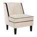 Velvet Upholstered Accent Chair w/ Cream Piping, Tan&Cream/Cream&Black