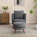 30.7" Wide Accent Chair with Ottoman ,Wooden Leg and Throw Pillow