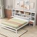 Brown White Full Bed w/2 Side Nightstands, Storage Headboard Shelves