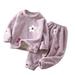 ZCFZJW 2 Piece Toddler Boys Girls Winter Fleece Pajama Set Warm Fleece Matching Sleepwear Set Cute Cartoon Pattern Long Sleeve Tops+Pants Outfits Sleepwear Purple 18 Months