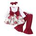AnuirheiH Baby Girls Skirts Short-sleeve Top+ Polka Dot Suspender Skirt+Headband Set 3pcs Baby Girl Overall Dress