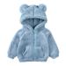 QUYUON Baby Boys Girls down Coat Winter Long Sleeve Fleece Jacket Lamb Fleece Jackets for Toddlers Girls Boys Fleece Hooded Jackets Kids Zip Up Outerwear CoatJacket Sweatshirt Blue 9 Months