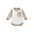 Baby Sweater Romper Striped Long Sleeve Round Neck Knit Bodysuit