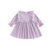 wybzd Infant Baby Girl Dress Lace Cutout Crewneck Ruffle Long Sleeve Dress Spring Autumn Casual Princess A-line Dress 2-3 Years