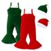 Esaierr 2PCS Baby Toddler Winer Suspender Jumpsuit Suit+hat for Girls Infant Christmas Fleece Flare Pants Newborn Santa Claus Outfits Set Size 6M-5T