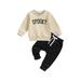 2Pcs Toddler Baby Boys Halloween Outfits Pumpkin Print Long Sleeve Sweatshirt + Sweatpants