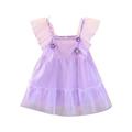 Ykohkofe Summer New Cute Flower Small Flying Sleeve Girls Fashion Mesh Princess Dress Girls Toddler Clothes Baby Christmas Girl Dress 24 Months Baby Holiday Christmas Dress Little Girl Dress Size 6