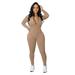 Womens One Piece Long Sleeve Jumpsuits Sexy Zip Up Bodycon Casual Pants Rompers Workout Fitness Jogger Yoga Jumpsuits