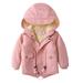 QUYUON Toddler Girl Rain Jacket Sale Long Sleeve Parka Thickened Jackets for Toddlers Girls Boys Fleece Hooded Jackets Kids Zip Up Outerwear Coat Toddler Kids Jacket Sweatshirt Pink 7T-8T