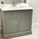 Cathedral Painted vanity unit with single undermount basin.