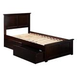 Solid Wood Twin XL Platform Bed with Storage Drawers in Espresso