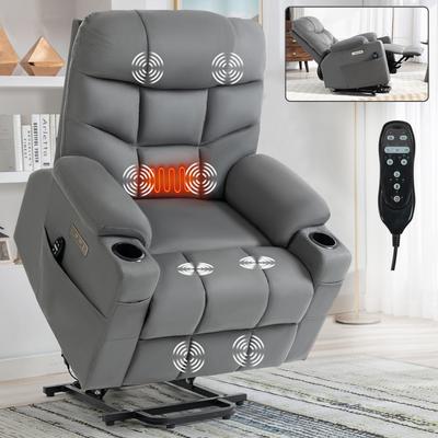 Premium Recliner Chair with 8-Point Vibration Massage, Lumbar Heating, Cup Holders, USB and Type-C Ports, Removable Cushions