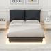 Black 84.8"L Queen Size Upholstered Platform Bed with Sensor Light, Ergonomic Design