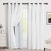 DriftAway White Blackout Curtains with Pleated Voile Chiffon Sheer - 52" Width X 84" Length