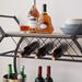 Bar Cart with Wine Rack, 2 Tier Farmhouse Kitchen Cart on Wheels, Modern Wood and Metal Portable Coffee Cart Table for Home