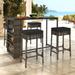 Moasis 5 Piece Rattan Wicker Bar Set,Patio Dining Furniture with Wine Glass Holder and 4 Cushioned Bar Stools