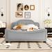 Full Upholstered Bed Platform Bed with Curve Footboard - Grey