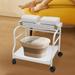 Miumaeov Portable Foot Trolley for Beauty Salon Nail Foot Bath Spa 19.69 * 16.54 * 18.5inch White