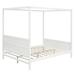 Espresso Wood Queen Size Canopy Bed, Canopy Platform Bed with Slat Support Leg