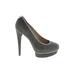 MICHAEL Michael Kors Heels: Slip On Platform Cocktail Party Gray Print Shoes - Women's Size 7 - Round Toe