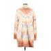 Wild Fable Casual Dress - Mini Crew Neck Long sleeves: Tan Print Dresses - Women's Size X-Small