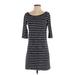 French Connection Casual Dress - Shift: Black Stripes Dresses - Women's Size 4