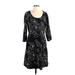 Lands' End Casual Dress: Black Damask Dresses - Women's Size Medium