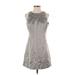 Ann Taylor LOFT Cocktail Dress - Mini: Silver Dresses - Women's Size 4