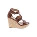 MICHAEL Michael Kors Wedges: Brown Print Shoes - Women's Size 5 1/2 - Open Toe