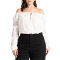 Plus Size Women's Off The Shoulder Detail Blouse by ELOQUII in Pearl (Size 20)