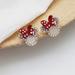 Disney Jewelry | Minnie Mouse Disney World Gold Diamond Polka Dot Red Cute Mini Stud Earrings | Color: Gold/Red | Size: Os